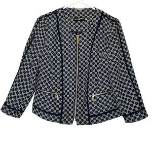 Karl Lagerfeld Lace Overlay Zip Up Jacket in Navy Size Small